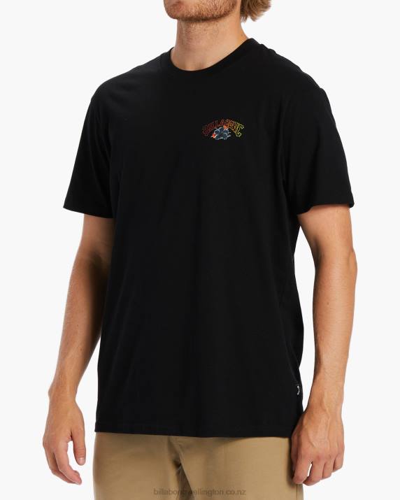 Men Washed Black Billabong Kamea Lava T-Shirt 80P8501
