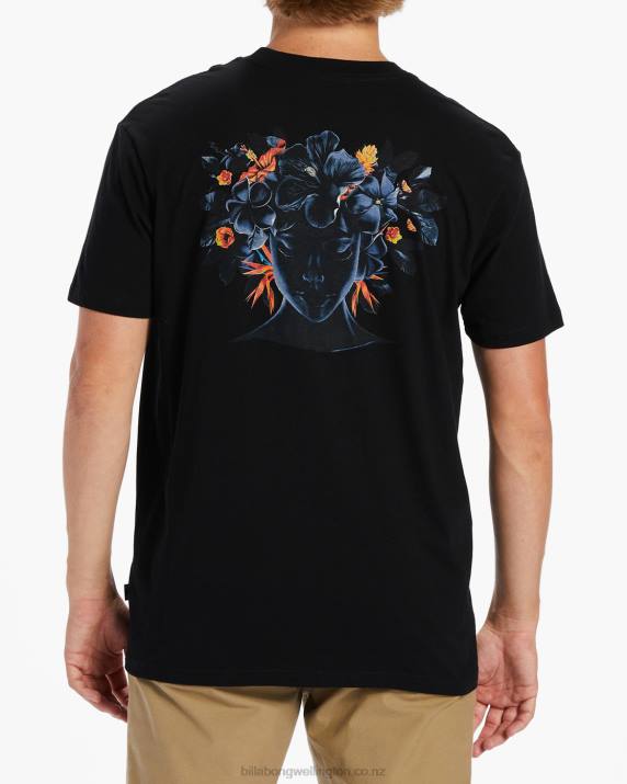 Men Washed Black Billabong Kamea Lava T-Shirt 80P8501