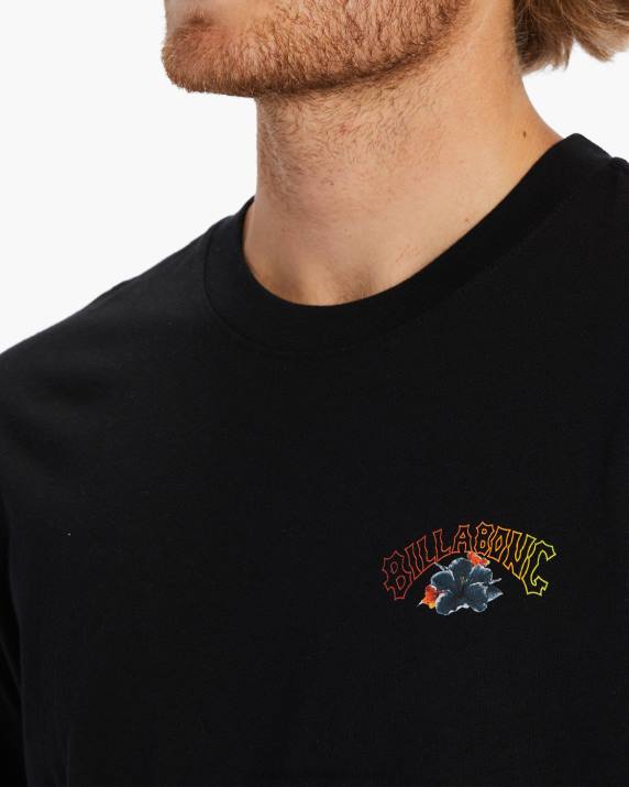 Men Washed Black Billabong Kamea Lava T-Shirt 80P8501