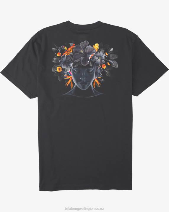 Men Washed Black Billabong Kamea Lava T-Shirt 80P8501