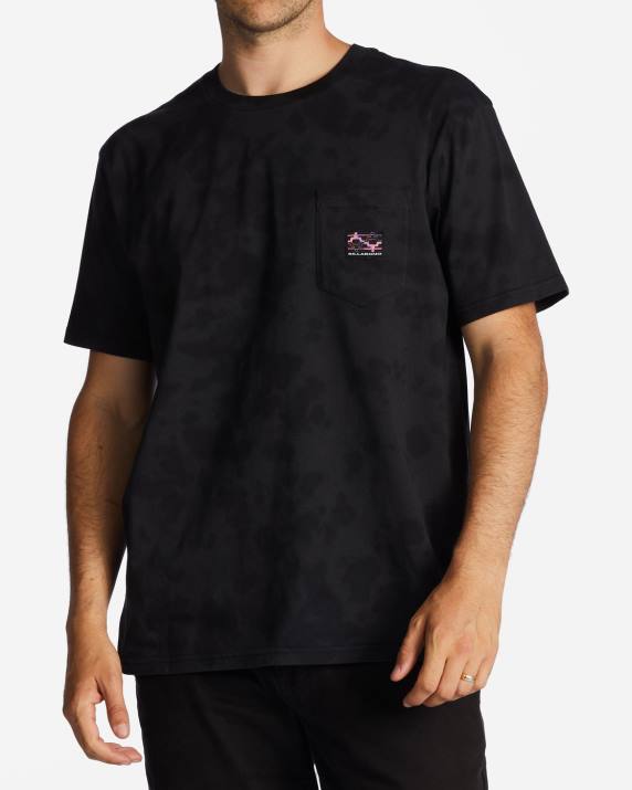 Men Washed Black Billabong Pocket Wash T-Shirt 80P8549