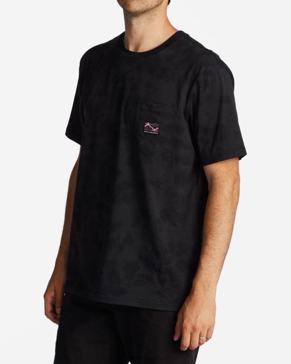 Men Washed Black Billabong Pocket Wash T-Shirt 80P8549