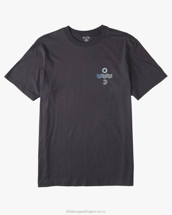 Men Washed Black Billabong Radiation Short Sleeve T-Shirt 80P8666