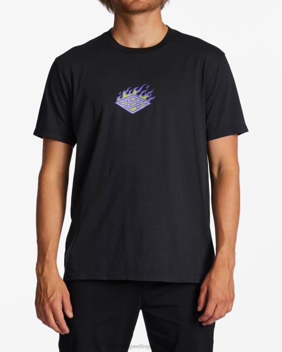 Men Washed Black Billabong Theme Diamond T-Shirt 80P8410
