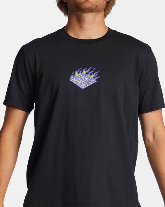 Men Washed Black Billabong Theme Diamond T-Shirt 80P8410