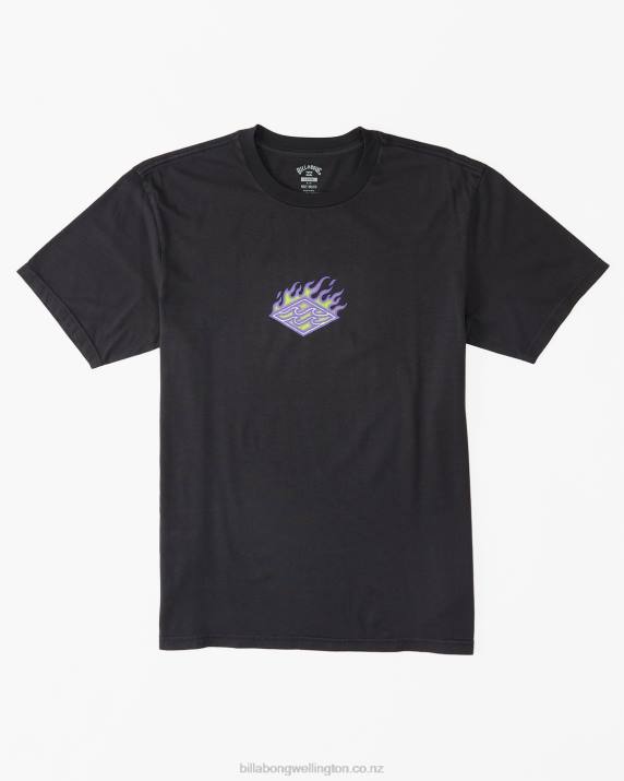 Men Washed Black Billabong Theme Diamond T-Shirt 80P8410