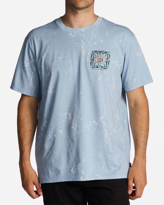 Men Washed Blue Billabong Boxed In T-Shirt 80P8565