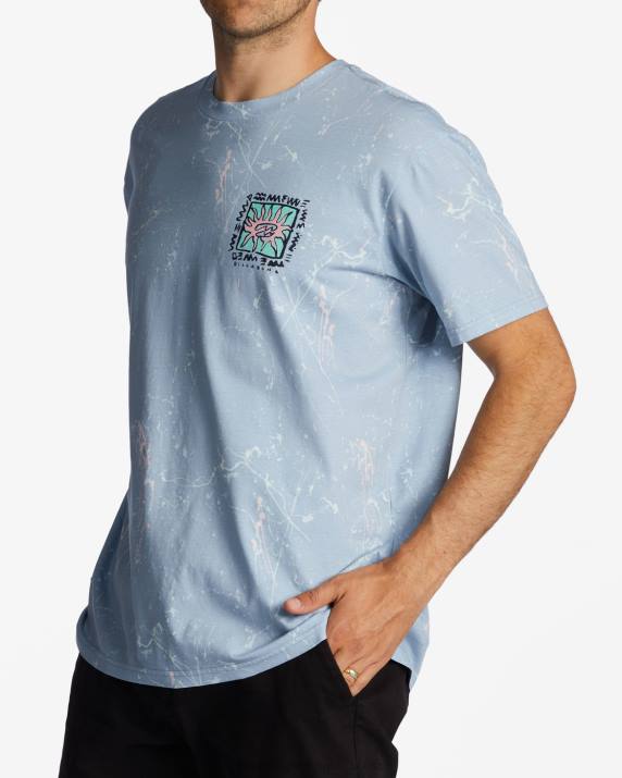 Men Washed Blue Billabong Boxed In T-Shirt 80P8565
