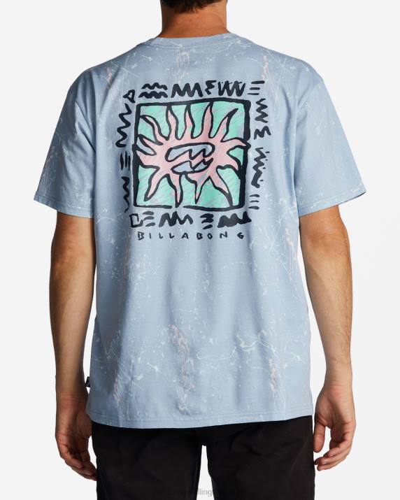 Men Washed Blue Billabong Boxed In T-Shirt 80P8565
