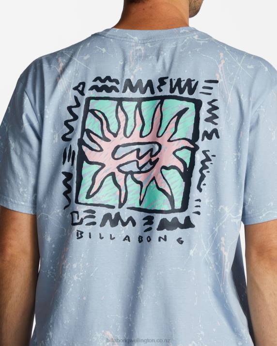 Men Washed Blue Billabong Boxed In T-Shirt 80P8565