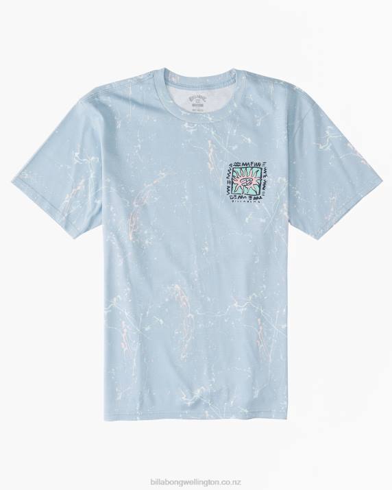 Men Washed Blue Billabong Boxed In T-Shirt 80P8565