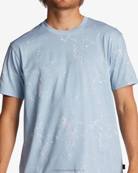 Men Washed Blue Billabong Essential Wash T-Shirt 80P8424