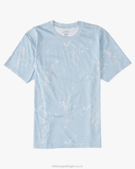 Men Washed Blue Billabong Essential Wash T-Shirt 80P8424
