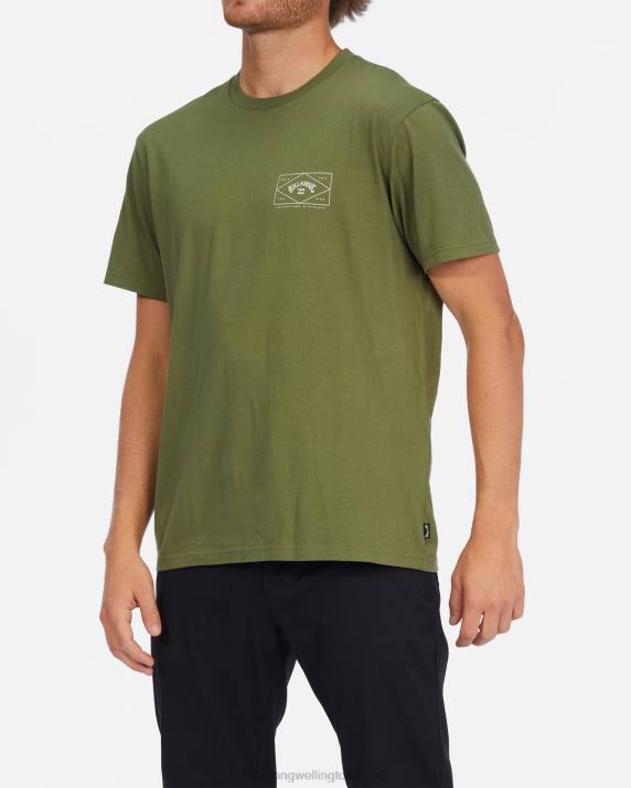 Men Washed Olive Billabong A/Div Hardware Organic Short Sleeve T-Shirt 80P8260