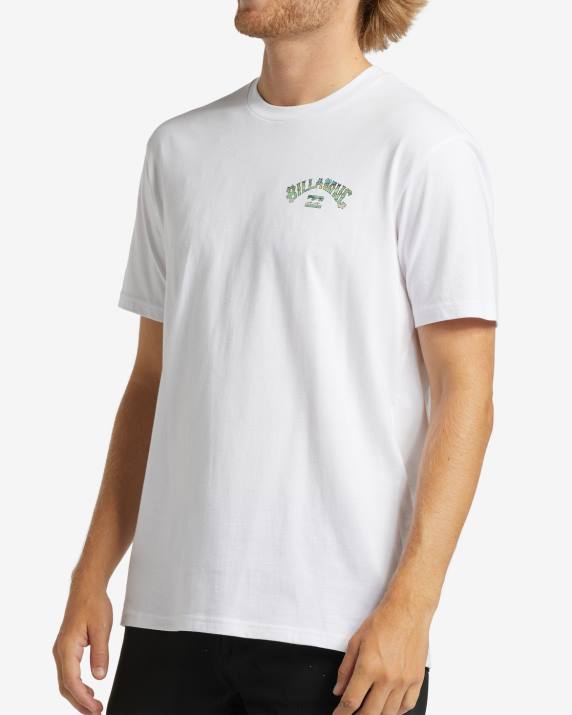 Men White Billabong Arch Fill T-Shirt 80P8339