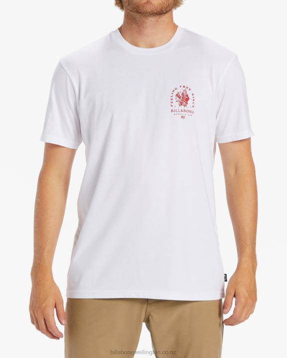 Men White Billabong Break Free T-Shirt 80P8376