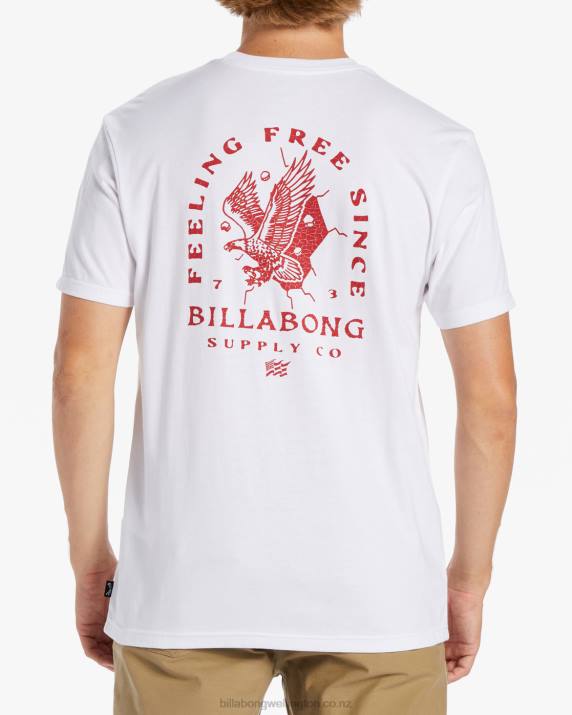 Men White Billabong Break Free T-Shirt 80P8376