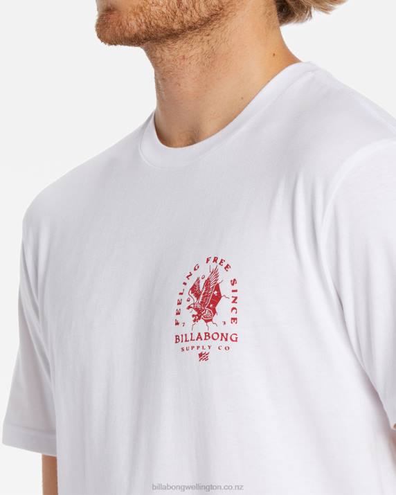 Men White Billabong Break Free T-Shirt 80P8376