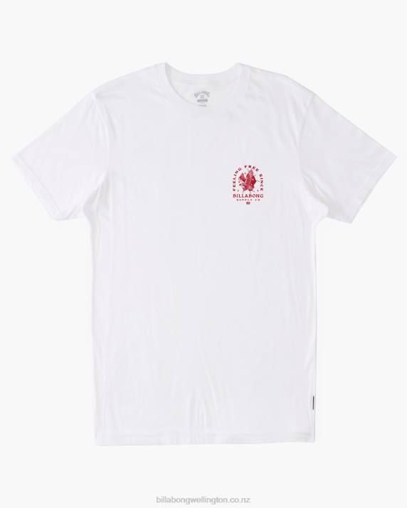 Men White Billabong Break Free T-Shirt 80P8376