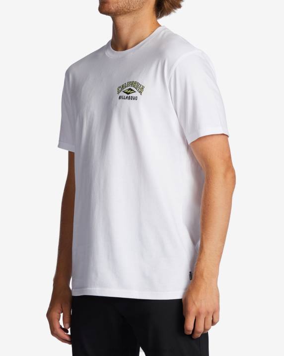 Men White Billabong CA Arch T-Shirt 80P8421