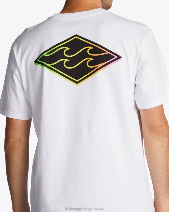 Men White Billabong Crayon Wave T-Shirt 80P8386