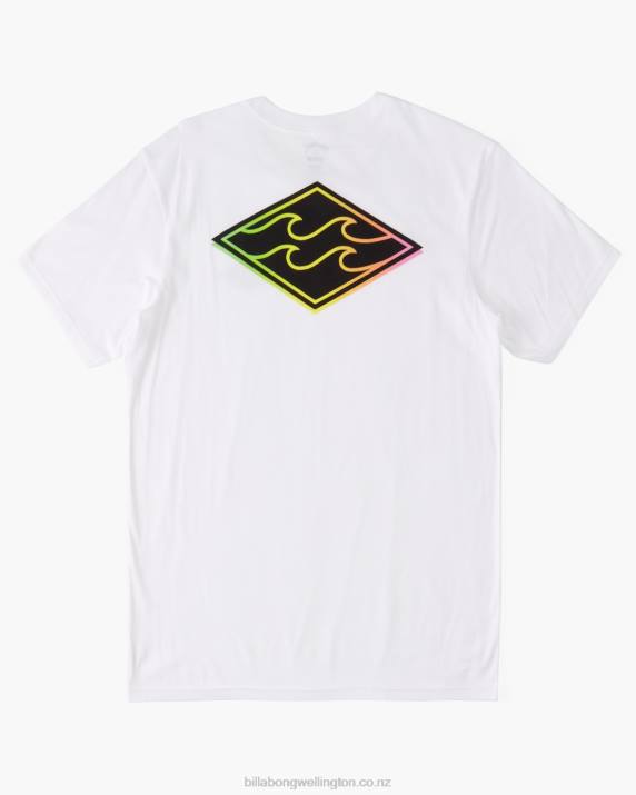 Men White Billabong Crayon Wave T-Shirt 80P8386