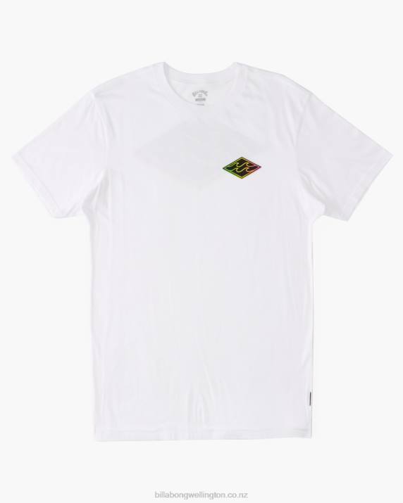 Men White Billabong Crayon Wave T-Shirt 80P8386