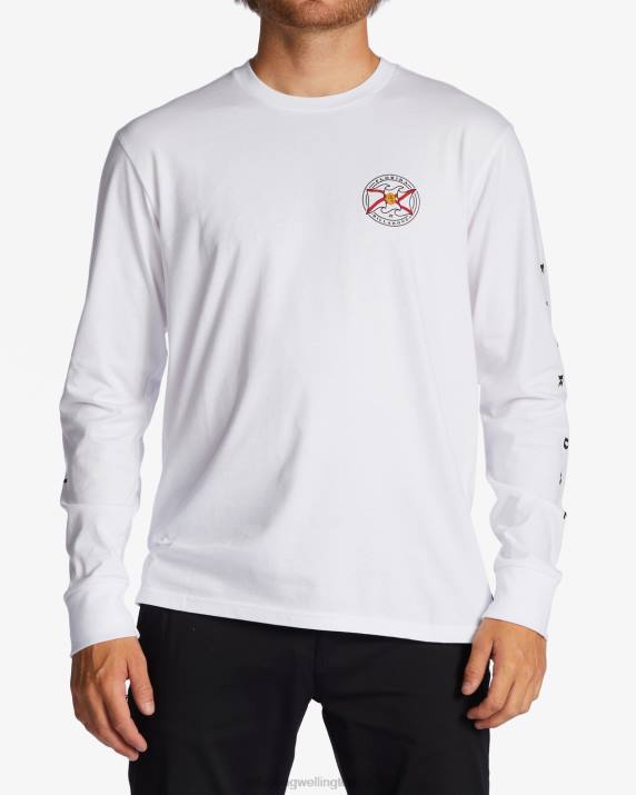 Men White Billabong Florida Salute Long Sleeve T-Shirt 80P8394