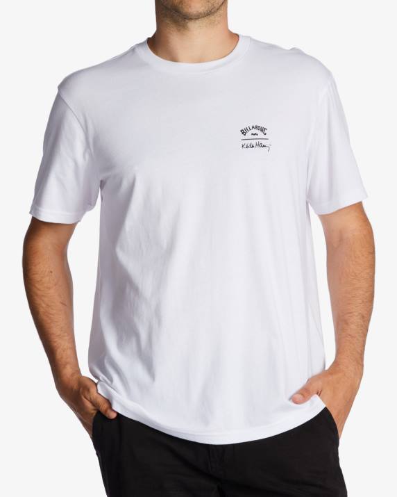 Men White Billabong Keith Haring Salvation T-Shirt 80P8225