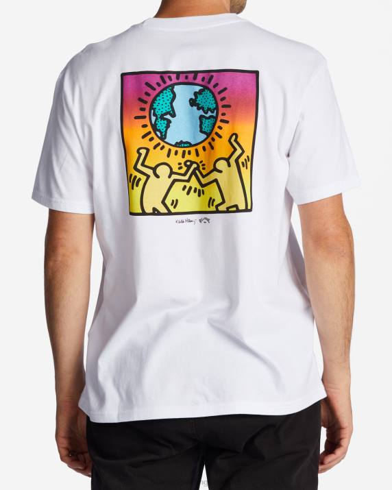Men White Billabong Keith Haring Salvation T-Shirt 80P8225