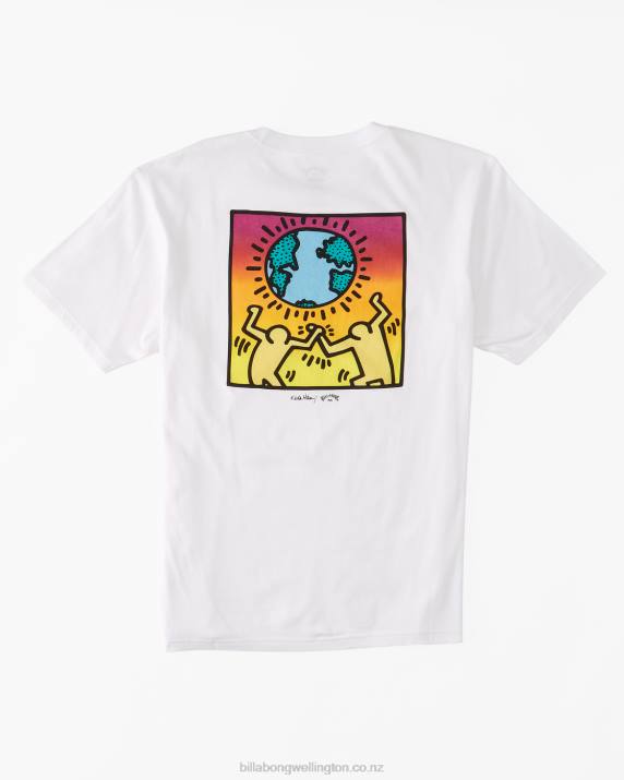 Men White Billabong Keith Haring Salvation T-Shirt 80P8225