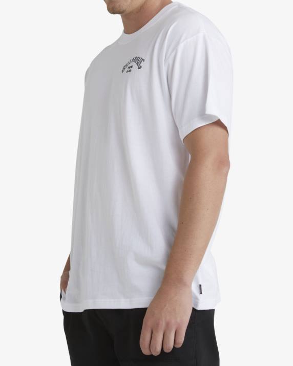 Men White Billabong Pilpeled Arch Short Sleeve T-Shirt 80P8398