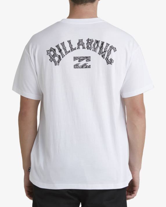Men White Billabong Pilpeled Arch Short Sleeve T-Shirt 80P8398