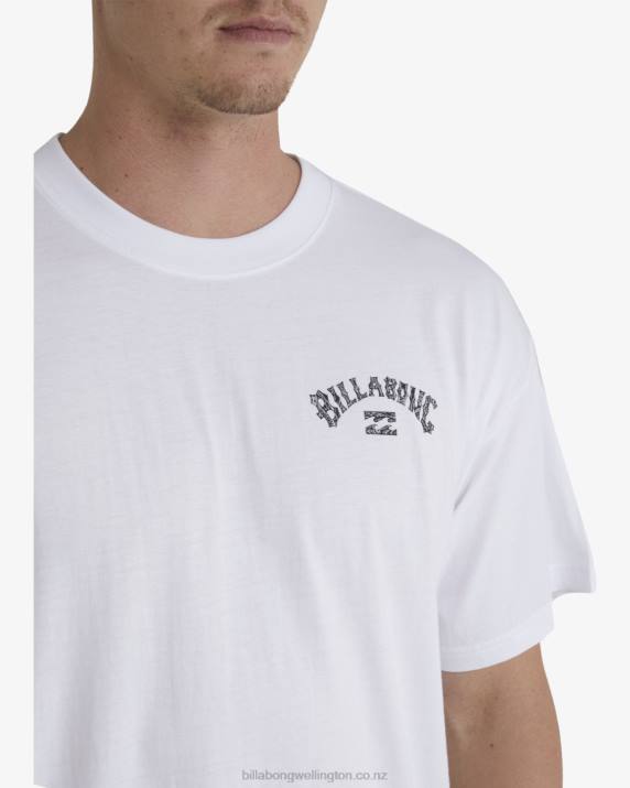 Men White Billabong Pilpeled Arch Short Sleeve T-Shirt 80P8398