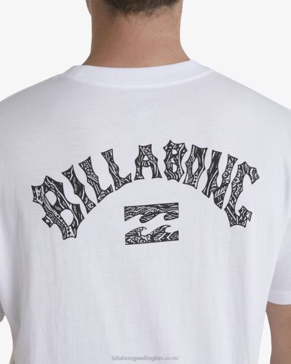 Men White Billabong Pilpeled Arch Short Sleeve T-Shirt 80P8398