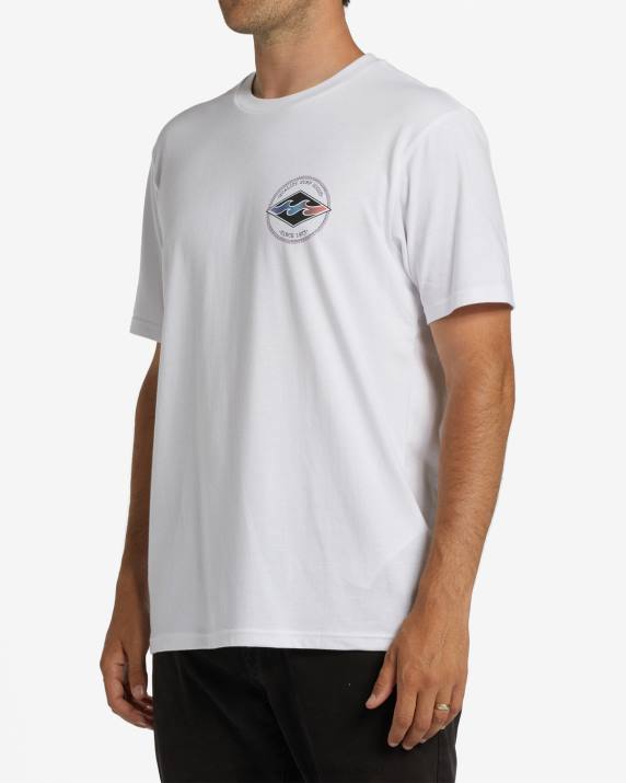 Men White Billabong Rotor Diamond T-Shirt 80P8388