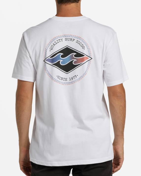 Men White Billabong Rotor Diamond T-Shirt 80P8388