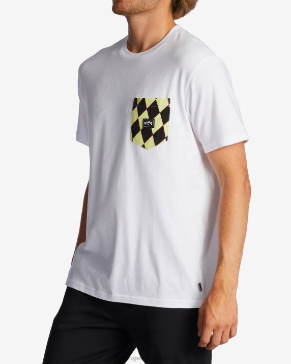Men White Billabong Team Pocket T-Shirt 80P8560