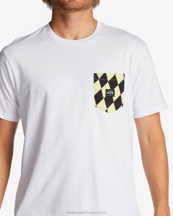 Men White Billabong Team Pocket T-Shirt 80P8560