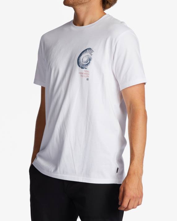 Men White Billabong Tidal Research Organic T-Shirt 80P8473