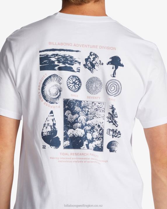 Men White Billabong Tidal Research Organic T-Shirt 80P8473