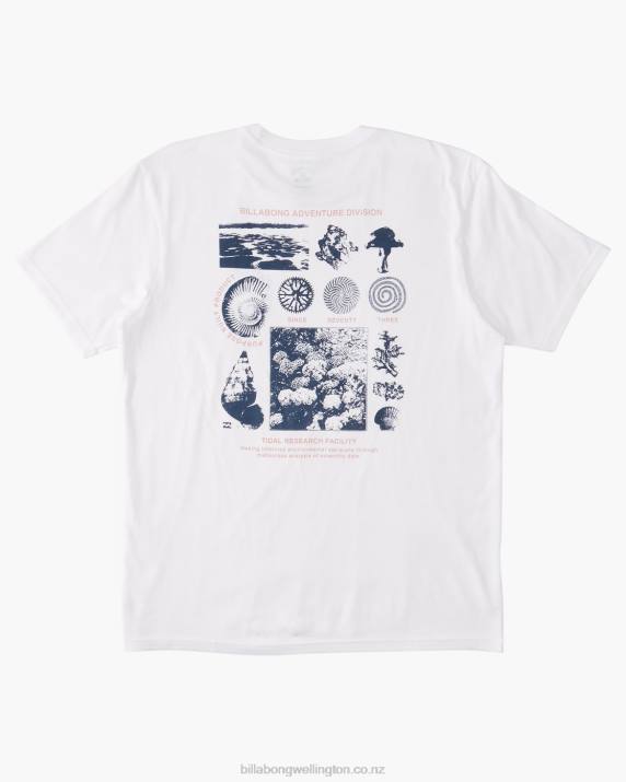 Men White Billabong Tidal Research Organic T-Shirt 80P8473
