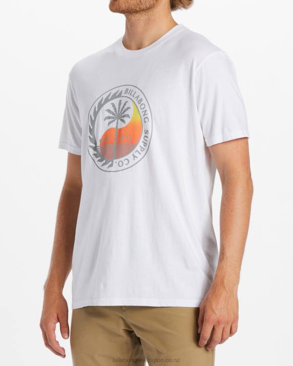 Men White Billabong Transport Short Sleeve T-Shirt 80P8532
