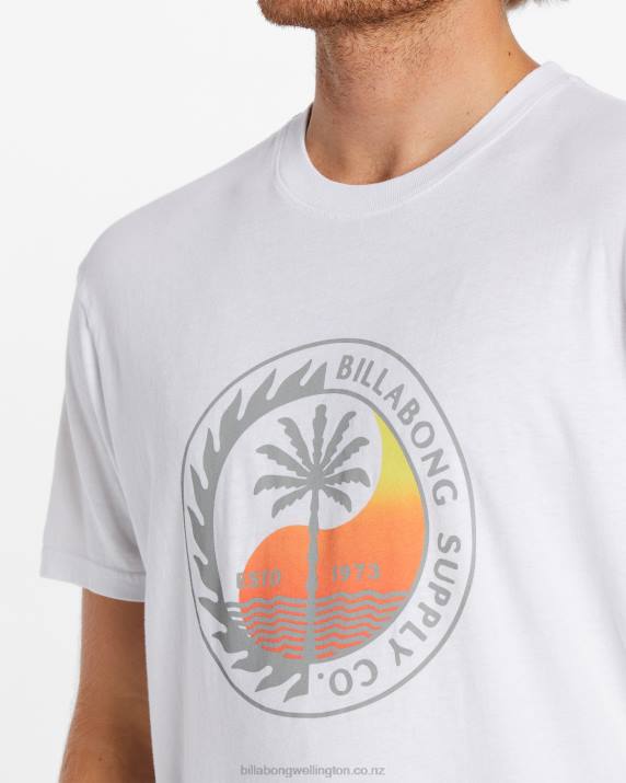 Men White Billabong Transport Short Sleeve T-Shirt 80P8532