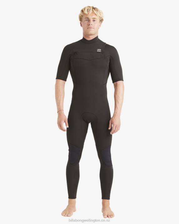 Men Black Billabong 2/2 Absolute Chest Zip Full Wetsuit 80P8887