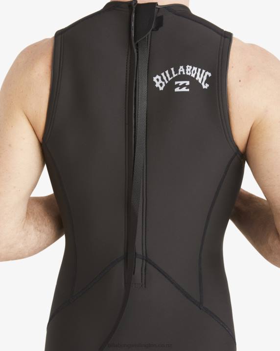 Men Black Billabong 2/2 Absolute Sleeveless Short John Spring Suit 80P8894