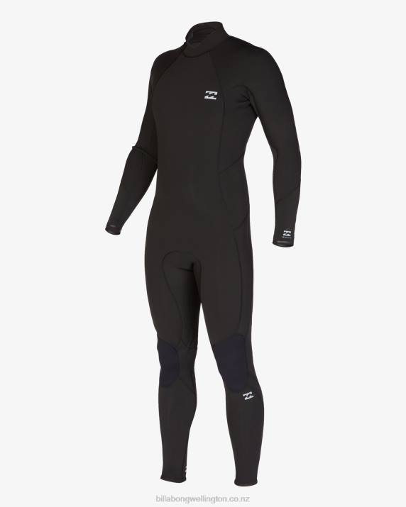 Men Black Billabong 3/2 Absolute Back Zip Full Wetsuit 80P8886