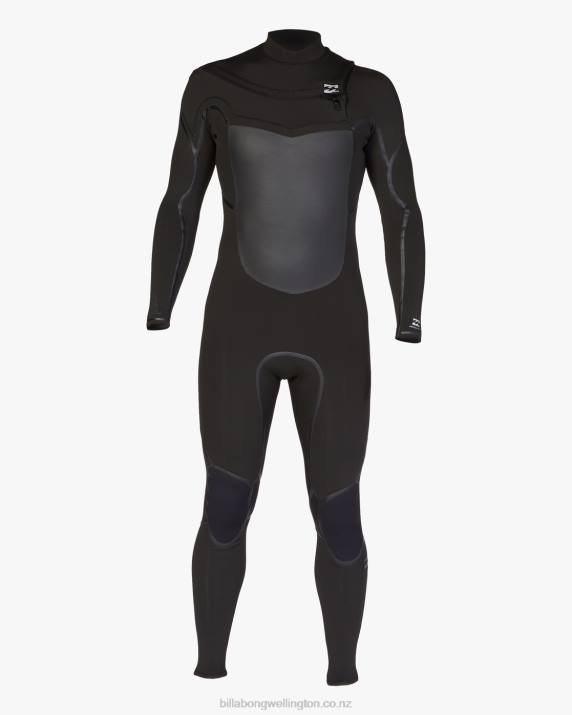 Men Black Billabong 4/3 Absolute Plus Chest Zip Full Wetsuit 80P8881