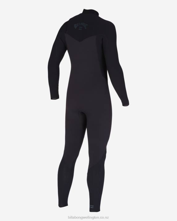Men Black Billabong 4/3 Revolution Chest Zip Full Wetsuit 80P8870