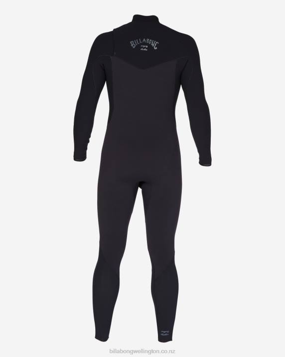 Men Black Billabong 4/3 Revolution Chest Zip Full Wetsuit 80P8870